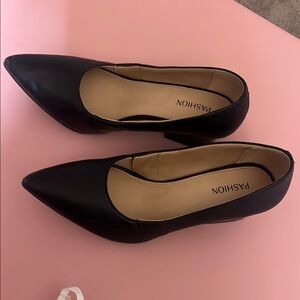 Pashion Footwear Black Heels Classic Pointed-Toe Pumps